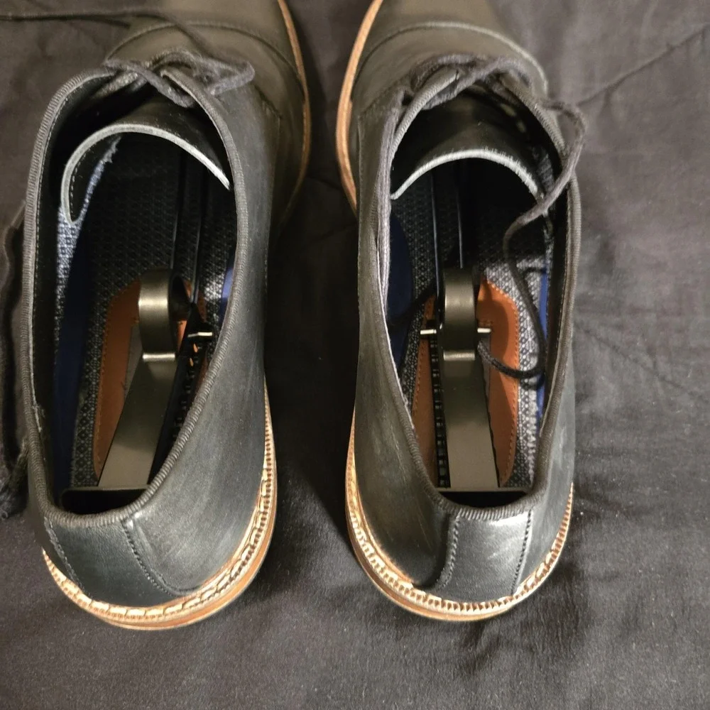 Leather Dress Shoes Mens Size 11.5 Black Cap Toe Derby Business‎ Casual Office